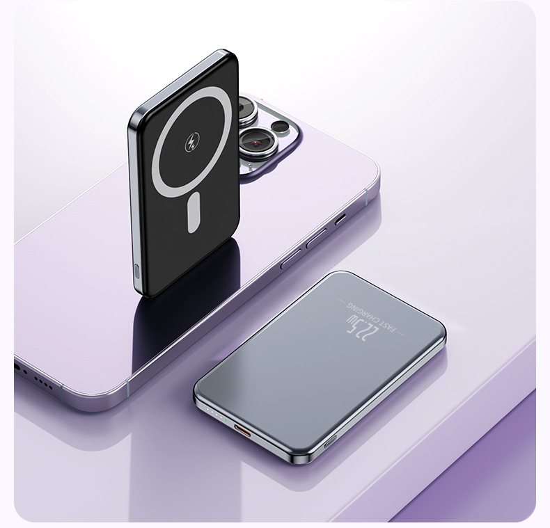 Ultra-Thin Aluminum Alloy New PD Fast Charging Magnetic Wireless Charging 10000mAh Power Bank Mini Mobile Power Supply
