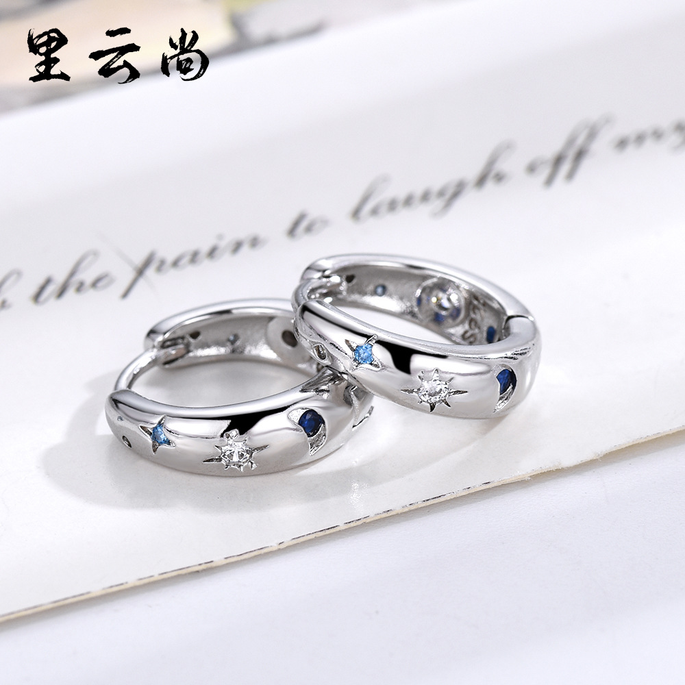 Sensory earrings star pattern shiny zircon inlaid hoop earrings elegant luxury style women