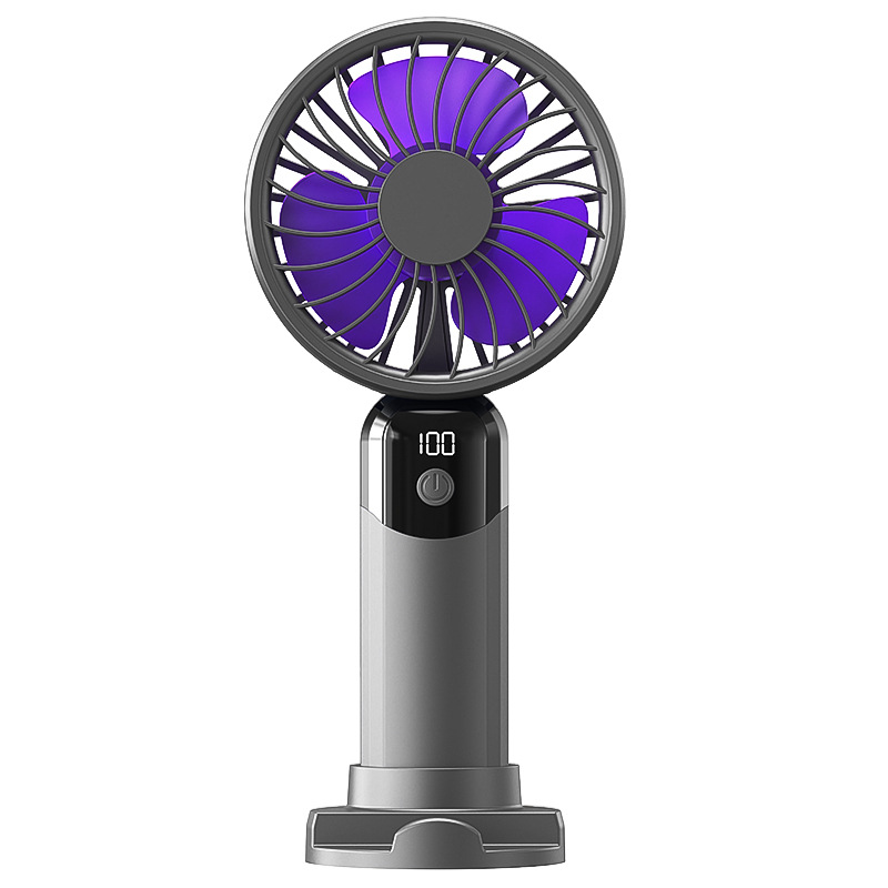 New 6-Speed Digital Display USB Rechargeable Portable Outdoor Student Strong Wind Silent Desktop Handheld Fan