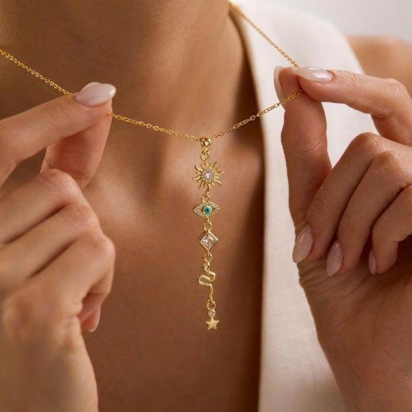 New Exaggerated Irregular Love Pendant Necklace Simple Round Bead Necklace