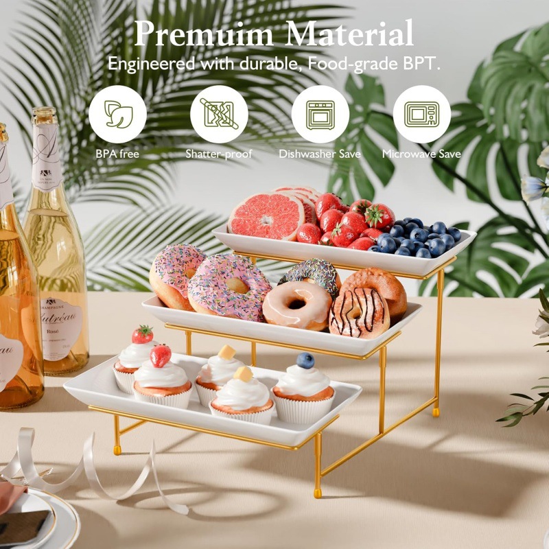 Three-tier fruit plate tray, hotel dessert stand, self-service display stand, dessert plate, multi-layer