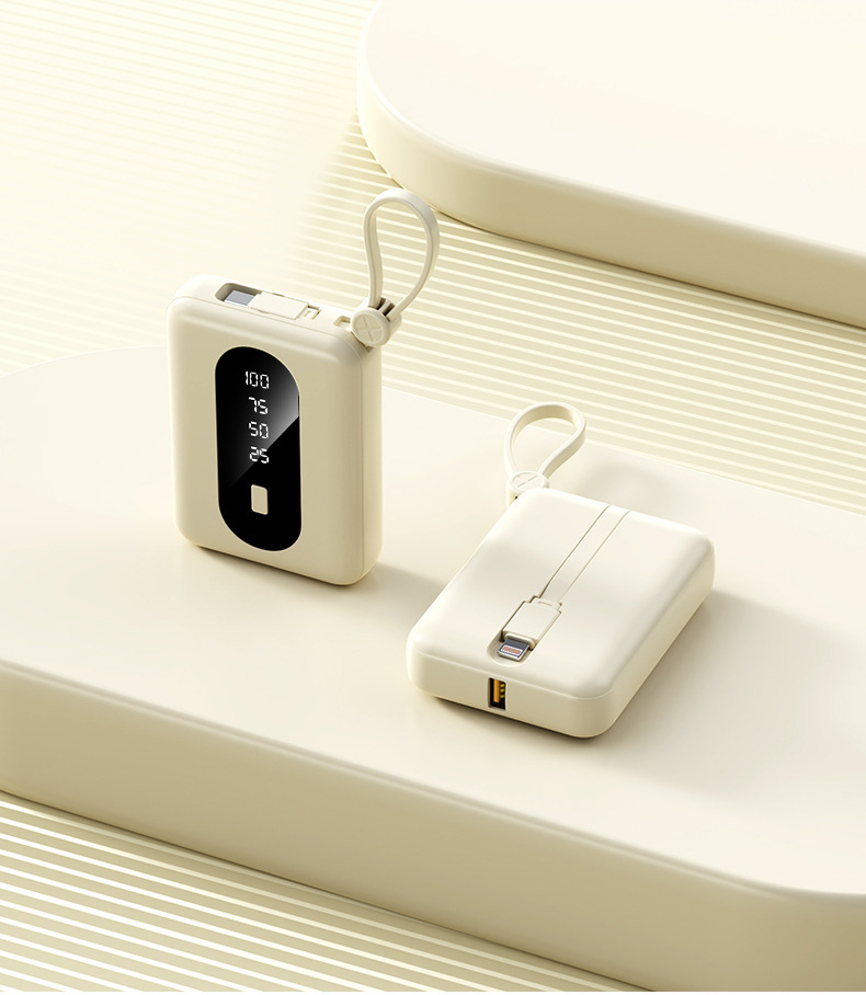 3C certified mini power bank 10000mAh cable 5V2A portable mobile power supply
