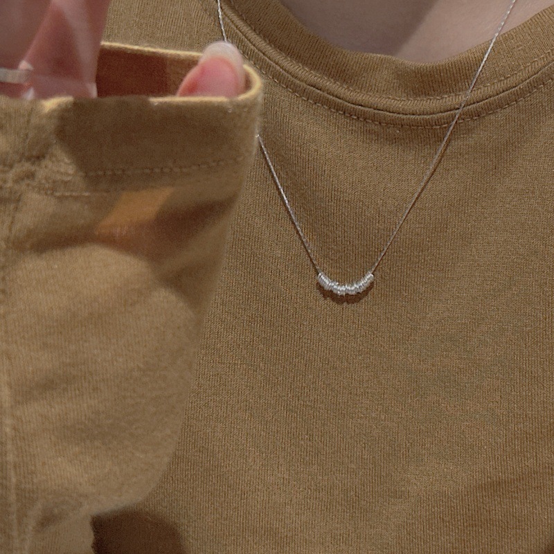 S925 sterling silver textured circle necklace collarbone chain