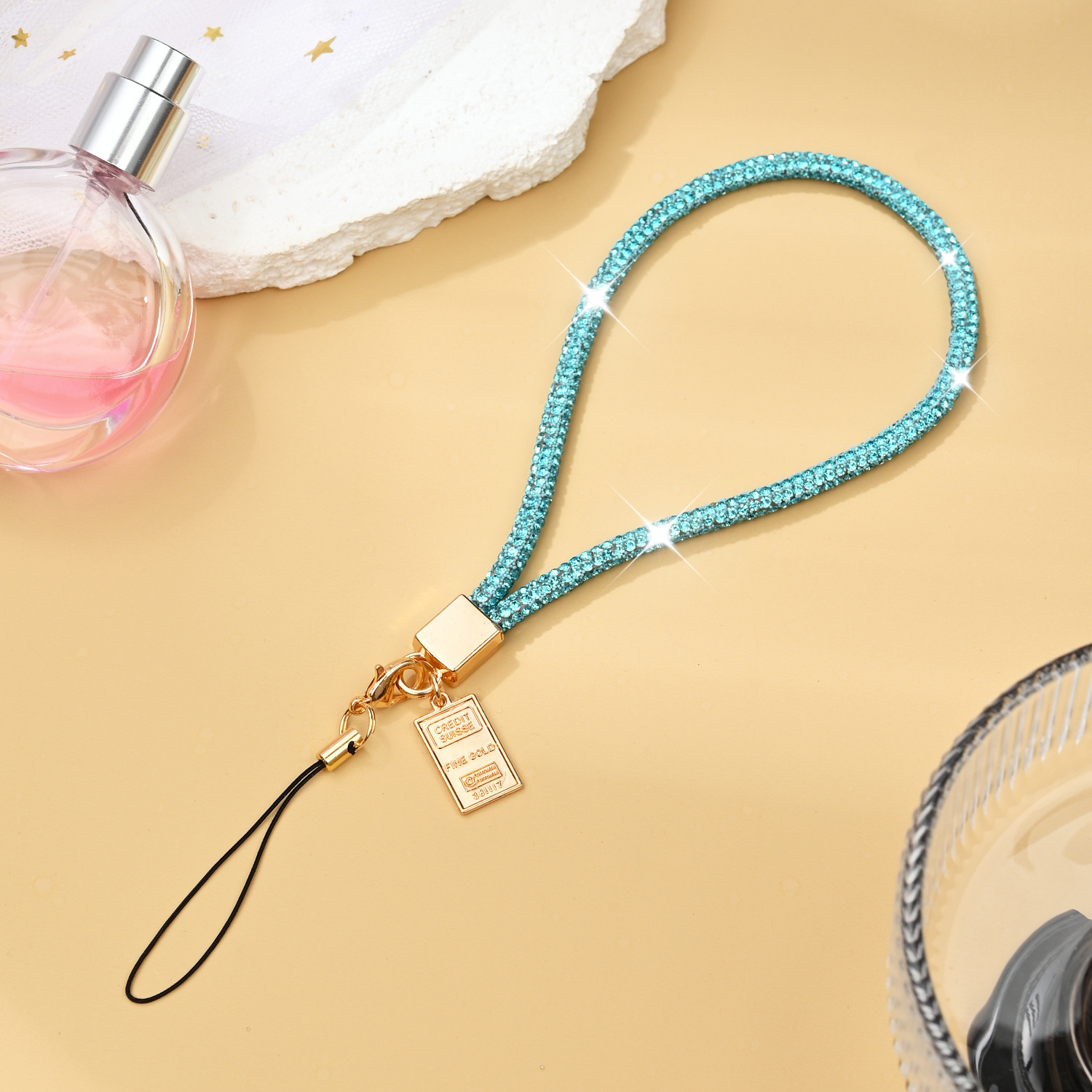Luxury women rhinestone phone lanyard phone chain short phone pendant hanging chain wrist rope