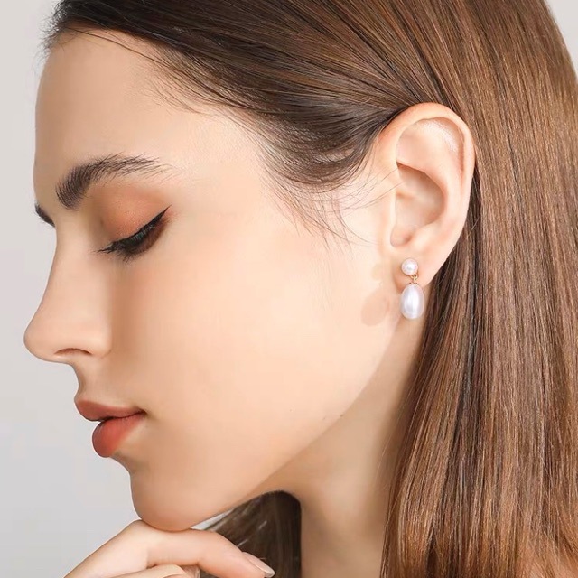 Natural freshwater real pearl earrings 925 silver素银 earrings princess one multi-wear detachable pink