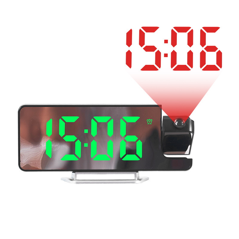 LED Large Screen Mirror Projection Alarm Clock Display Temperature Sensing Electronic Clock 673