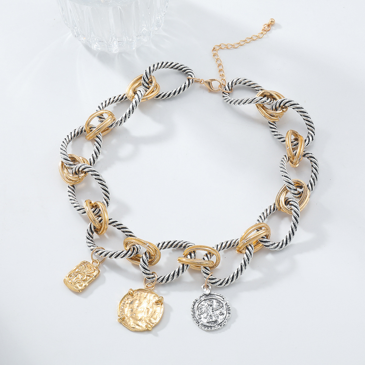 ZA exaggerated chain multi-layer coin necklace bohemian summer vacation style