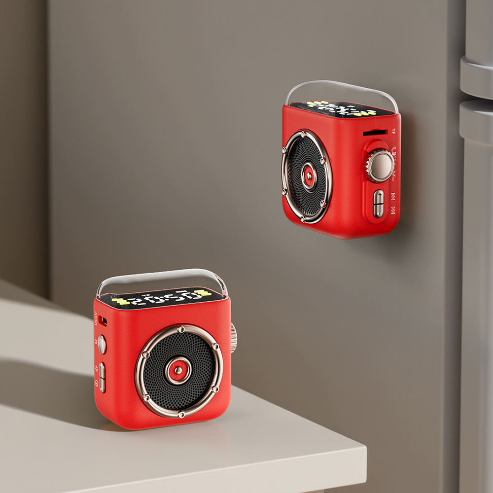 New P6 Wireless Bluetooth Small Speaker Magnetic Clip Clock Display Speaker Gift Speaker Print LOGO