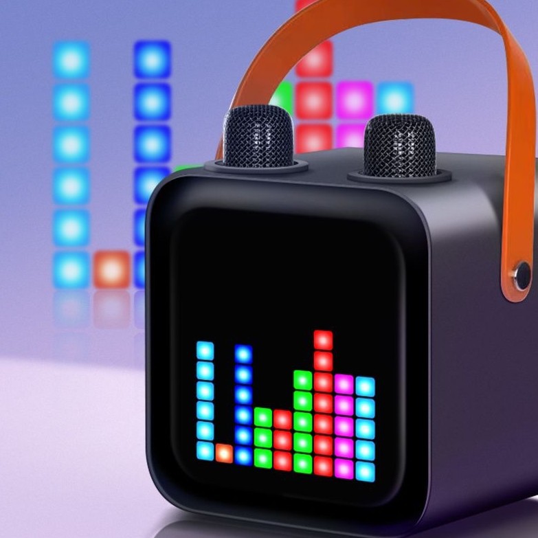 SP100 Colorful LED Light Bluetooth Speaker Wireless Dual Microphone K-Song All-in-One Square Dance Outdoor Portable