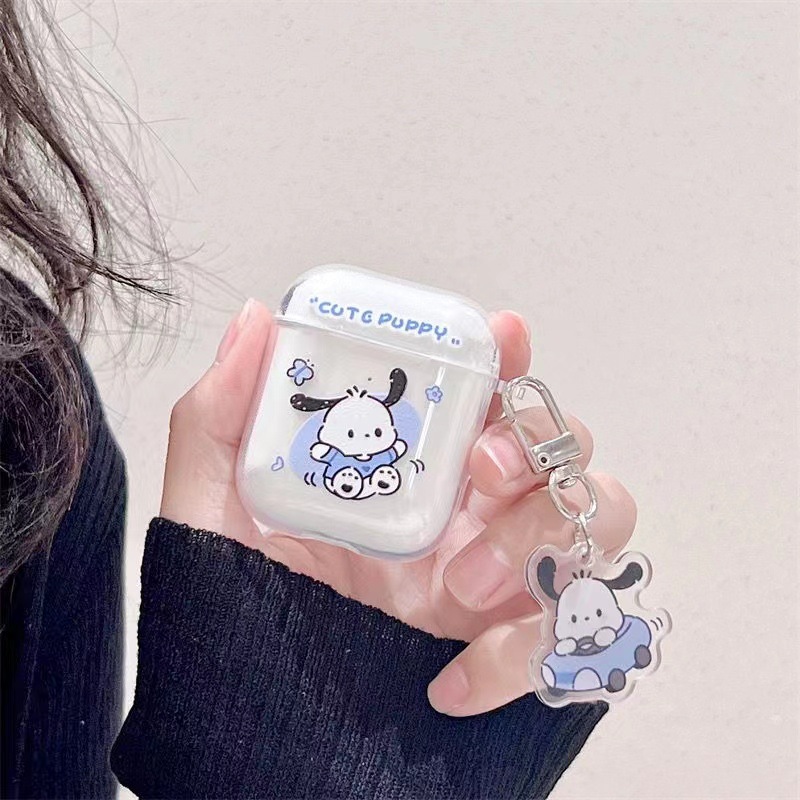 Cute Pochacco Apple AirPods 2nd generation protective case, compatible with AirPods Pro, soft transparent cartoon case