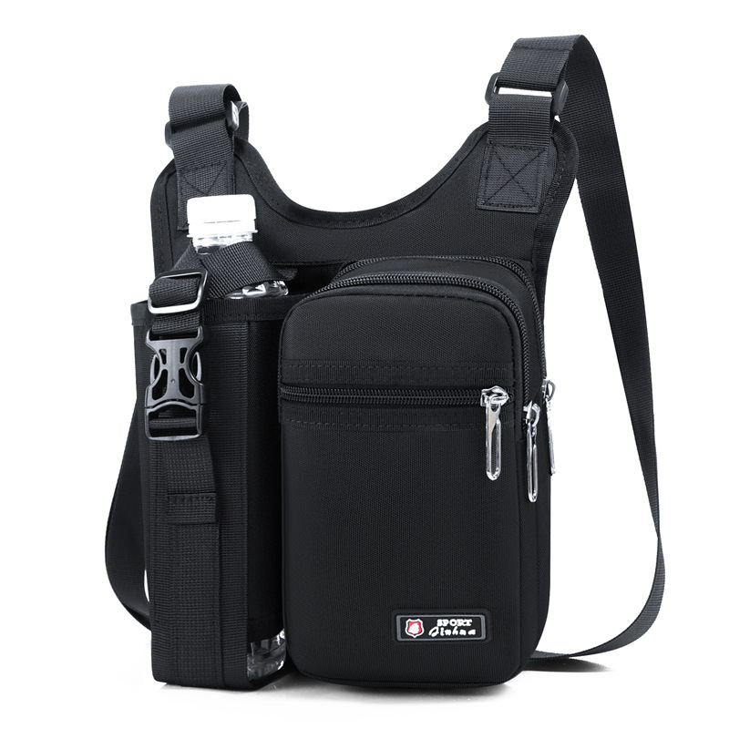Large capacity men's crossbody backpack outdoor casual crossbody water cup bag travel water bottle phone bag oxford cloth single shoulder bag