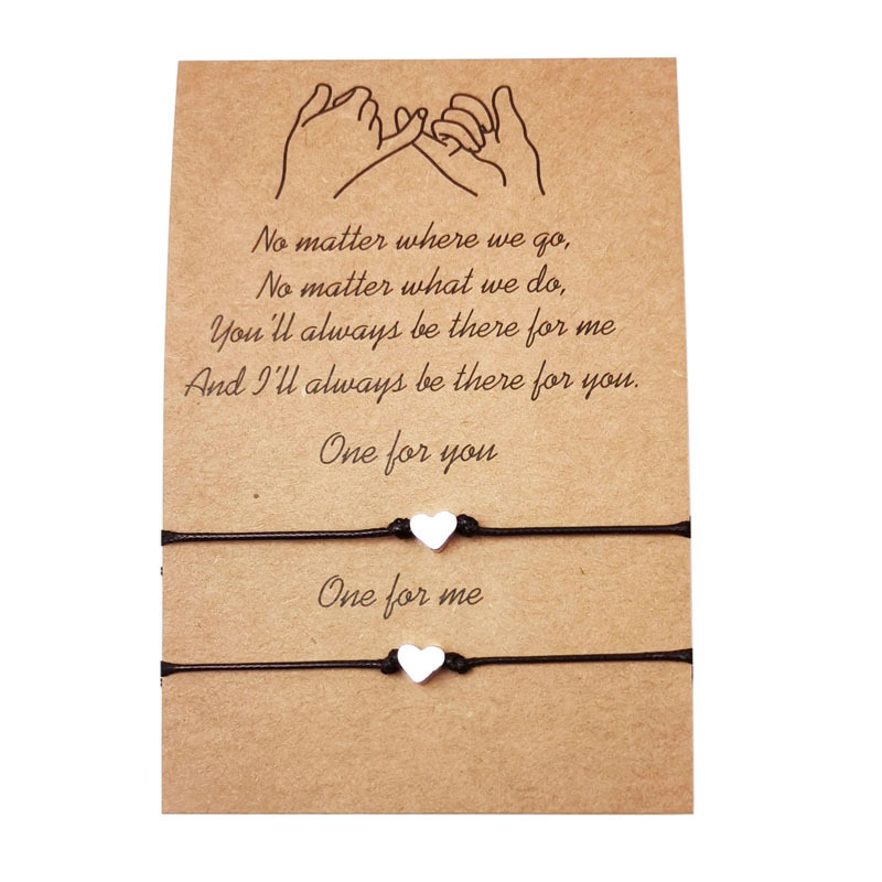 Heart-shaped tree of life wax thread handmade woven couple friendship card bracelet bracelet