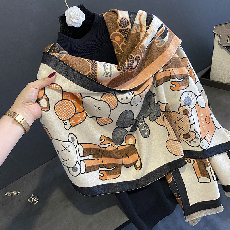 High-quality air-conditioned room shawl outer layer for women, summer office nap faux cashmere fringe warm scarf