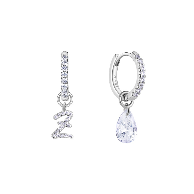 Exclusive Initial Letter Earrings AB Stud Earrings Original Design Ear Accessories