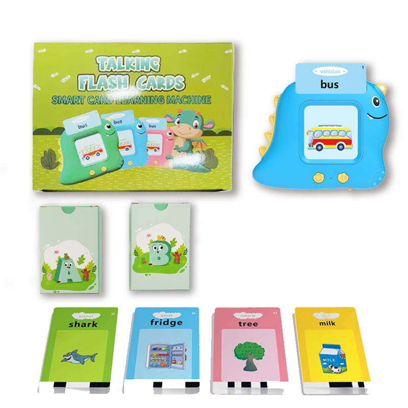 Dinosaur Card Machine English Spanish Bilingual Children's Enlightenment Foreign Language Learning Card Insert Machine Educational Toy