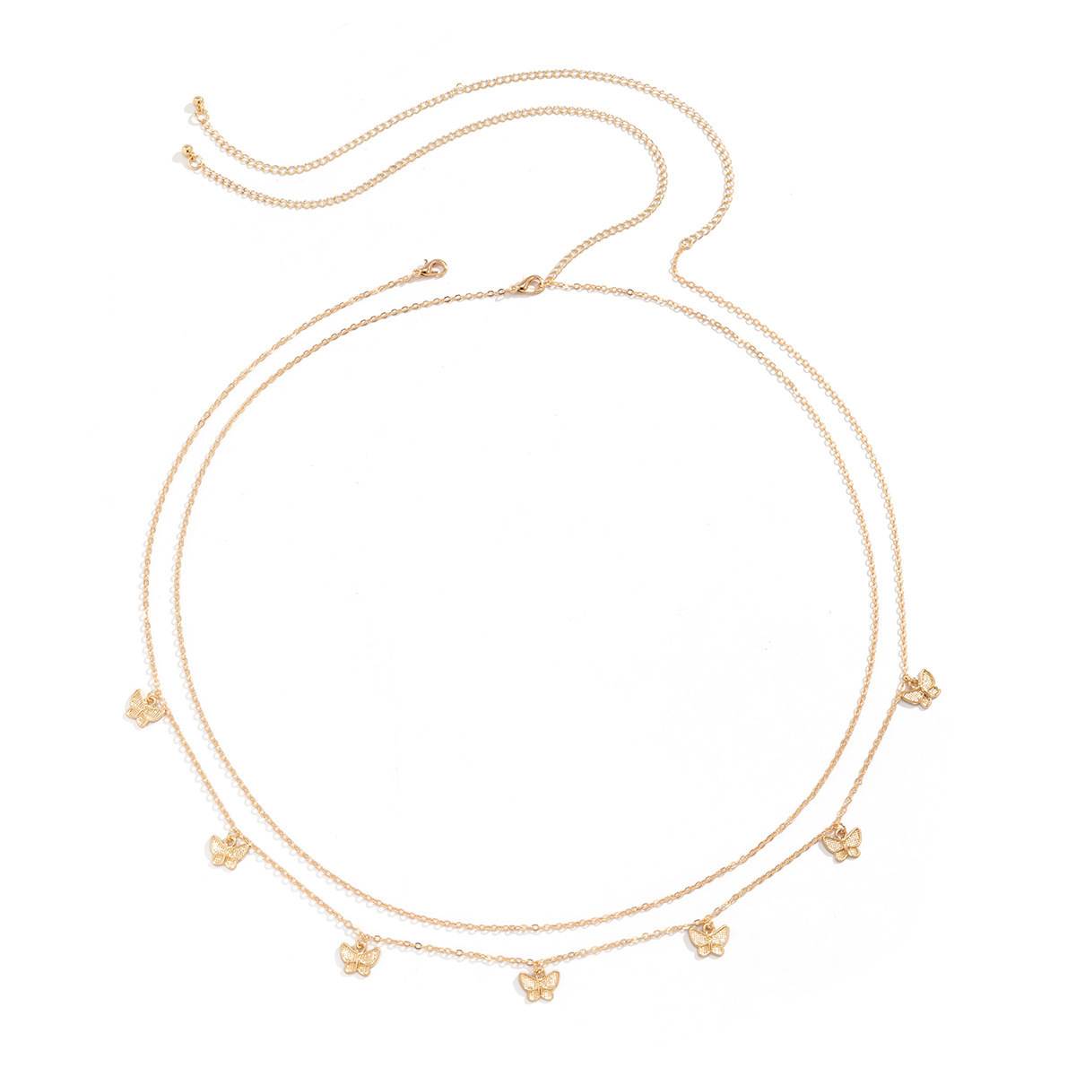 Tassel Butterfly Pendant Double-Layer Waist Chain Women's Sexy Street Snap Single Circle Metal Body Chain