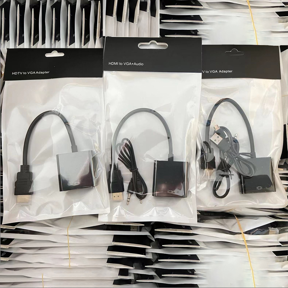 HDMI to VGA adapter cable with audio power supply connect TV computer cable HD adapter HDMI to VGA