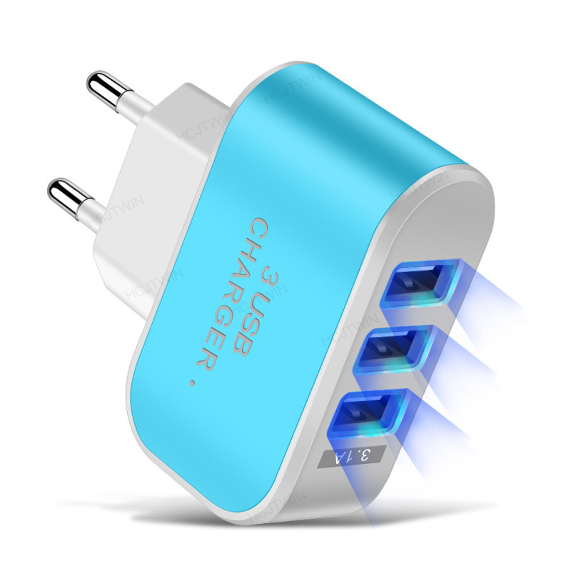 3USB Candy Charger LED Glowing Phone Charger Smart Multi-Port USB Travel Charger