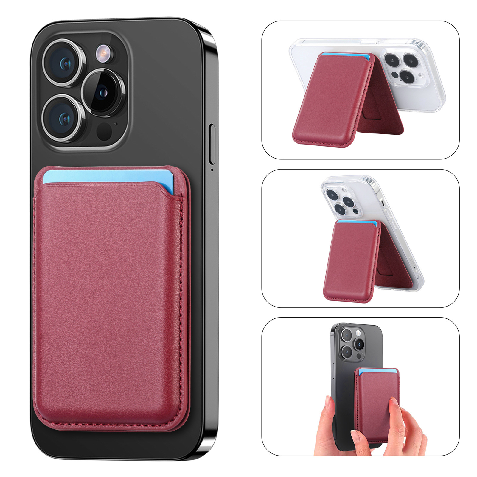 For Apple 17 leather card case Magsafe strong magnetic up-down flip stand magnetic card case exquisite packaging