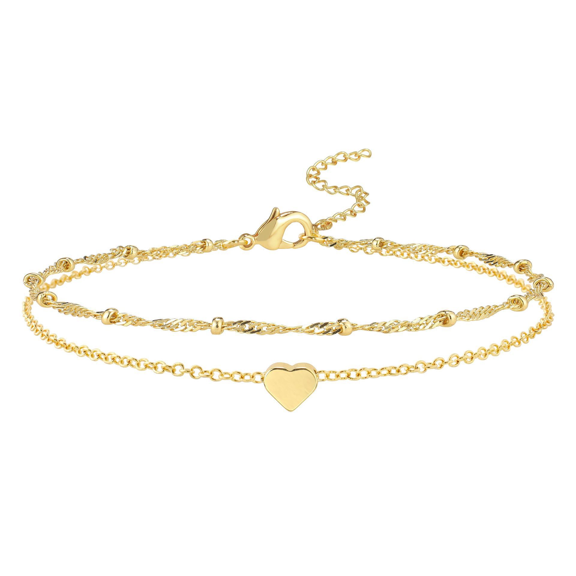 Love cross bead bracelet zircon gold paperclip stackable bracelet generous women