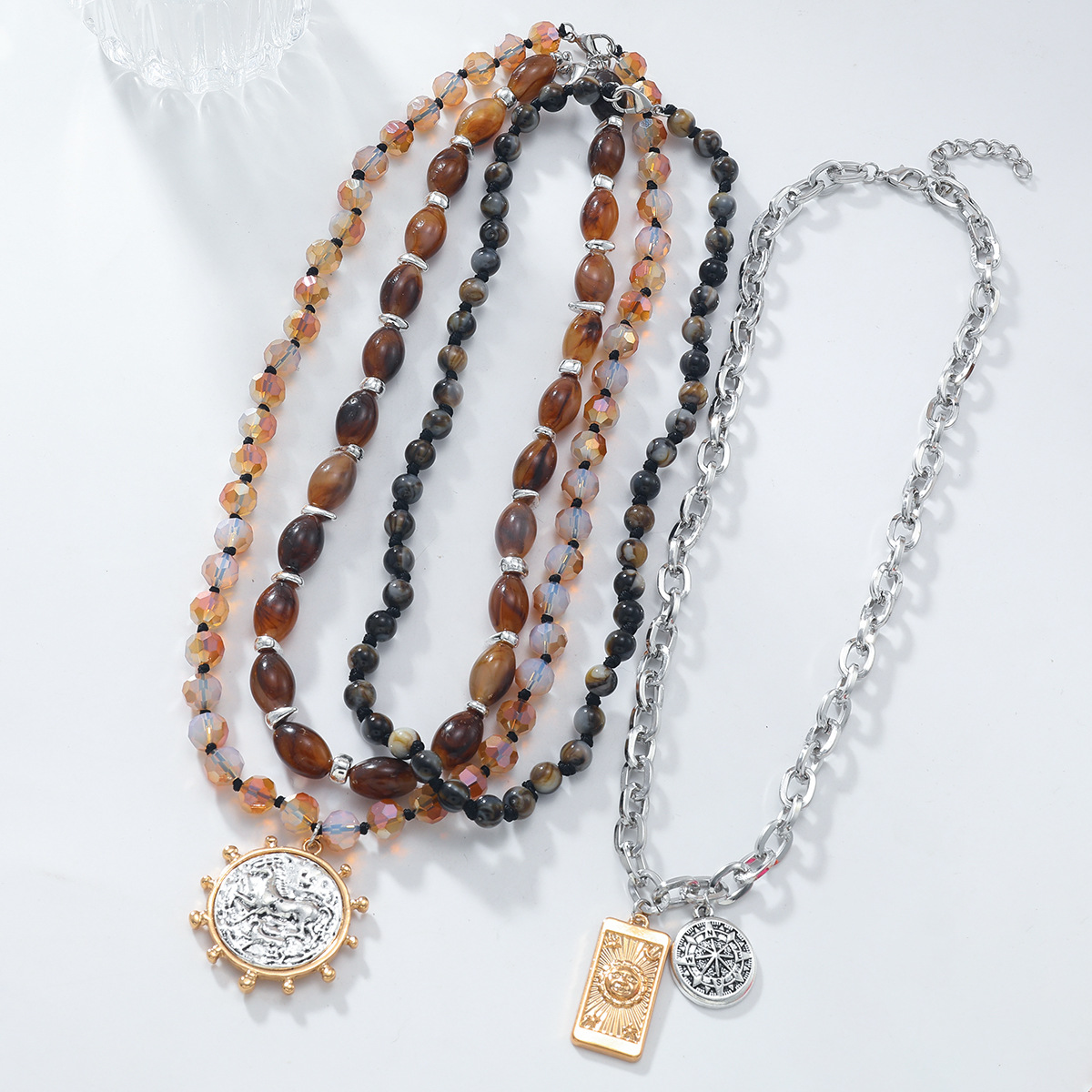 ZA big brand multi-layer alloy bead necklace beach style summer collarbone chain bohemian style