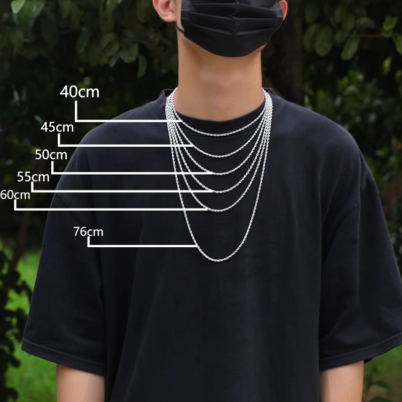 Necklace Men Hip Hop Stainless Steel Gold Twist Chain Simple Solid Chain Twisted Rope Chain Accessories