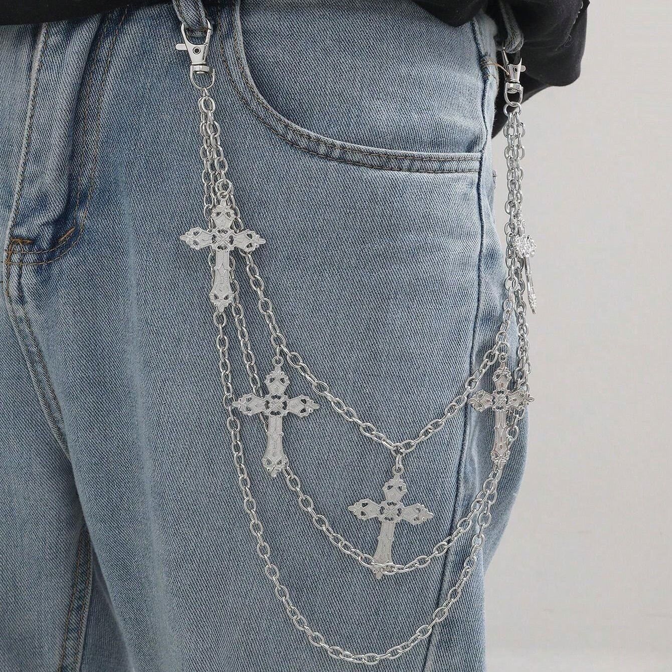 Hip Hop Punk Metal Ring Pants Chain Stage Performance Waist Chain Accessories Pendant Jeans Chain Waist Chain