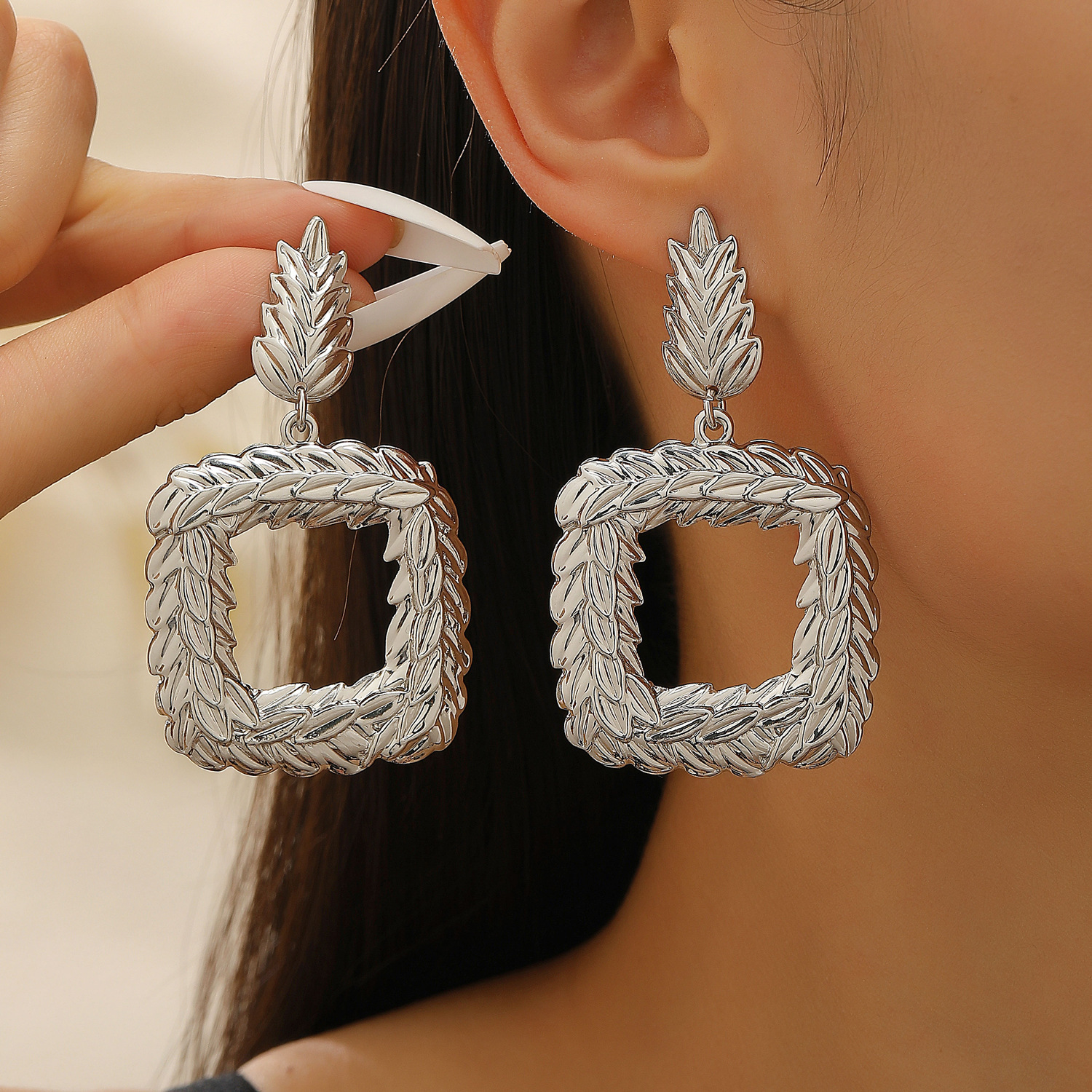 Liquid Lava Metal Heart Oval Earrings Geometric Irregular Wrinkle Earrings Accessories