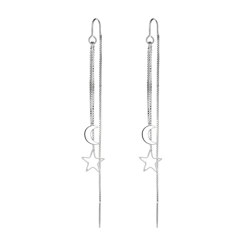 Round Face Ear Chain for Women Long Snake Bone Chain Tassel Earrings