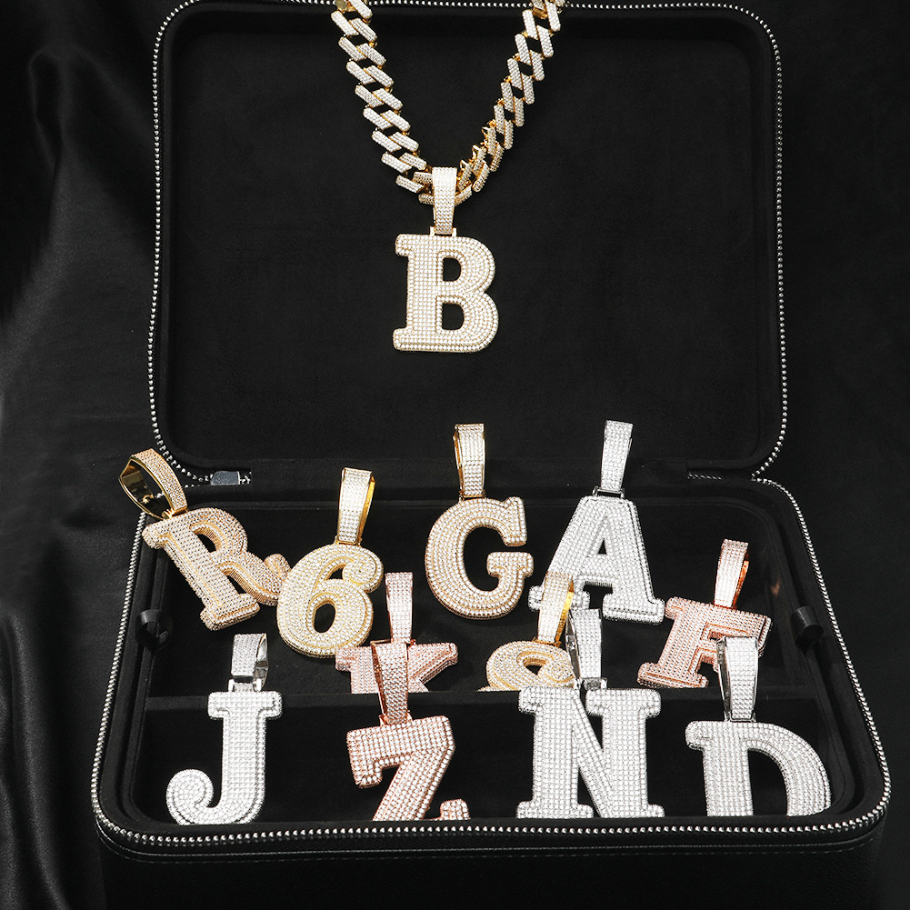 Street 26 Letter Necklace Hip Hop Diamond Men's Pendant Niche Couple Accessories