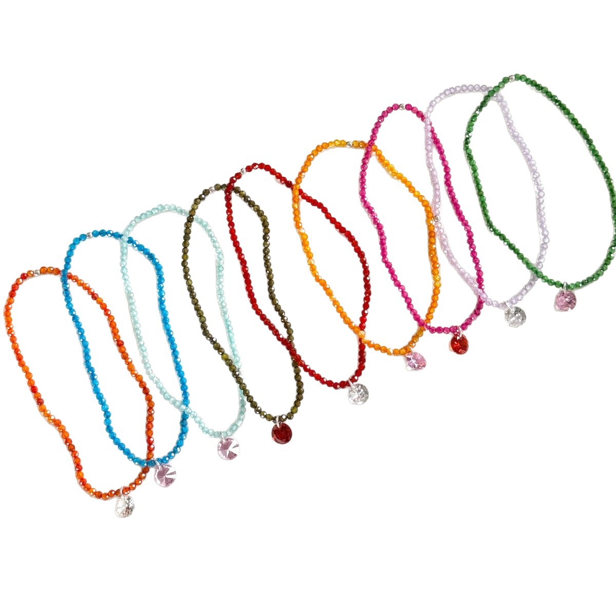 Dopamine candy color series self-made small colorful sugar super flash zircon gemstone pendant bracelet simple