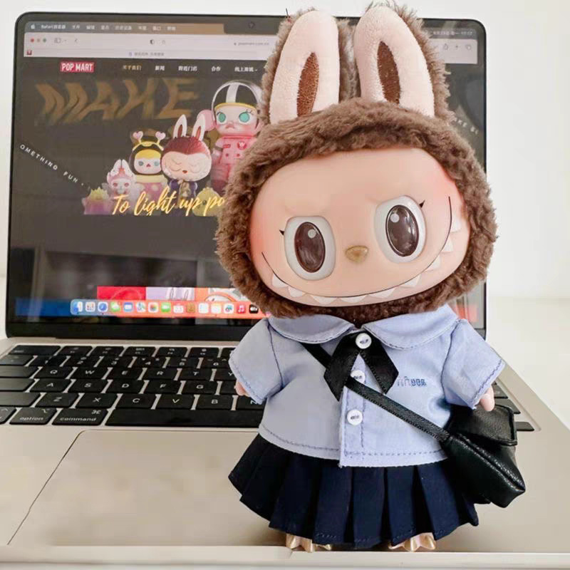 [Thai school uniform] Iabubu doll clothes Macaron 1st 2nd 3rd generation handmade cotton doll handmade shirt pleated skirt