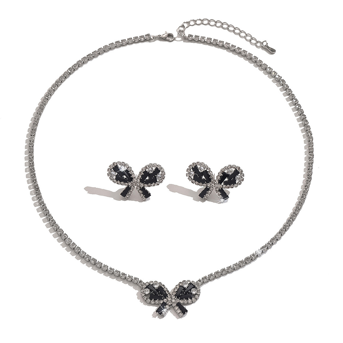 Jewelry Set Sweet Simple Bow Necklace Earrings Two-Piece Wedding Dress Exquisite Accessories