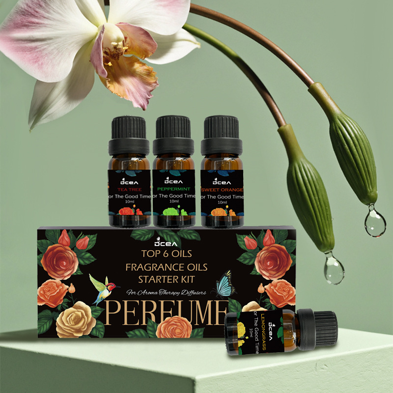 Aromatherapy Essential Oil Set 6 Bottles for Humidifier Natural Plant Aroma Lavender Mint Tea Tree Essential Oil
