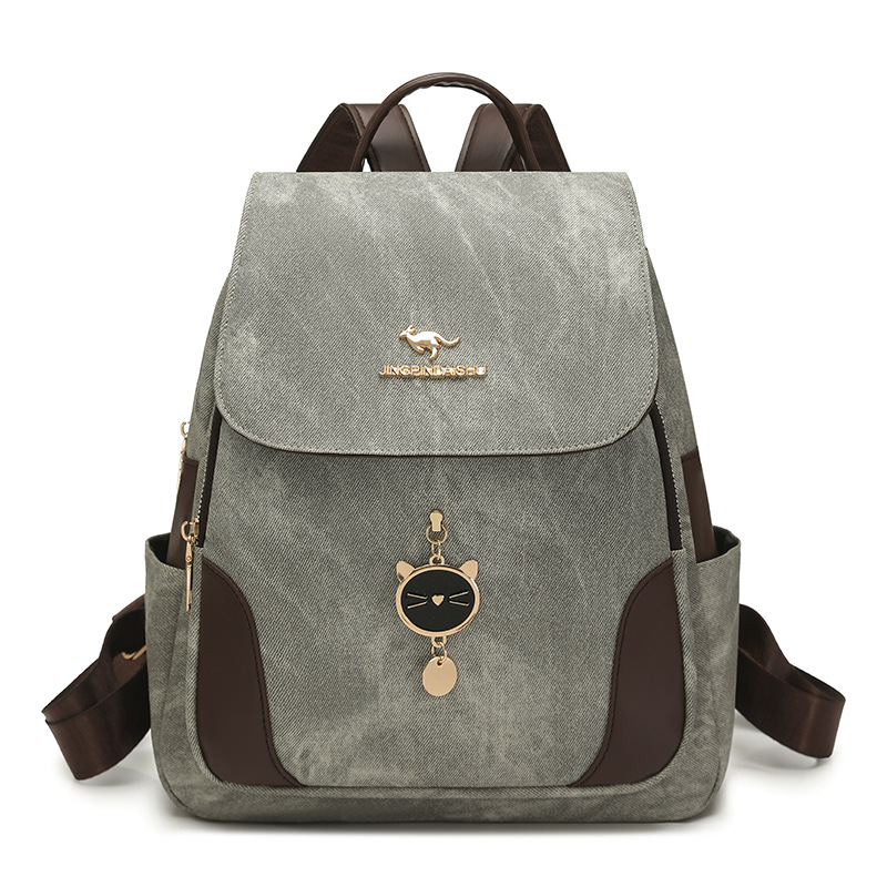 Double-shoulder bag 2026 new women's backpack soft leather large capacity travel casual bag