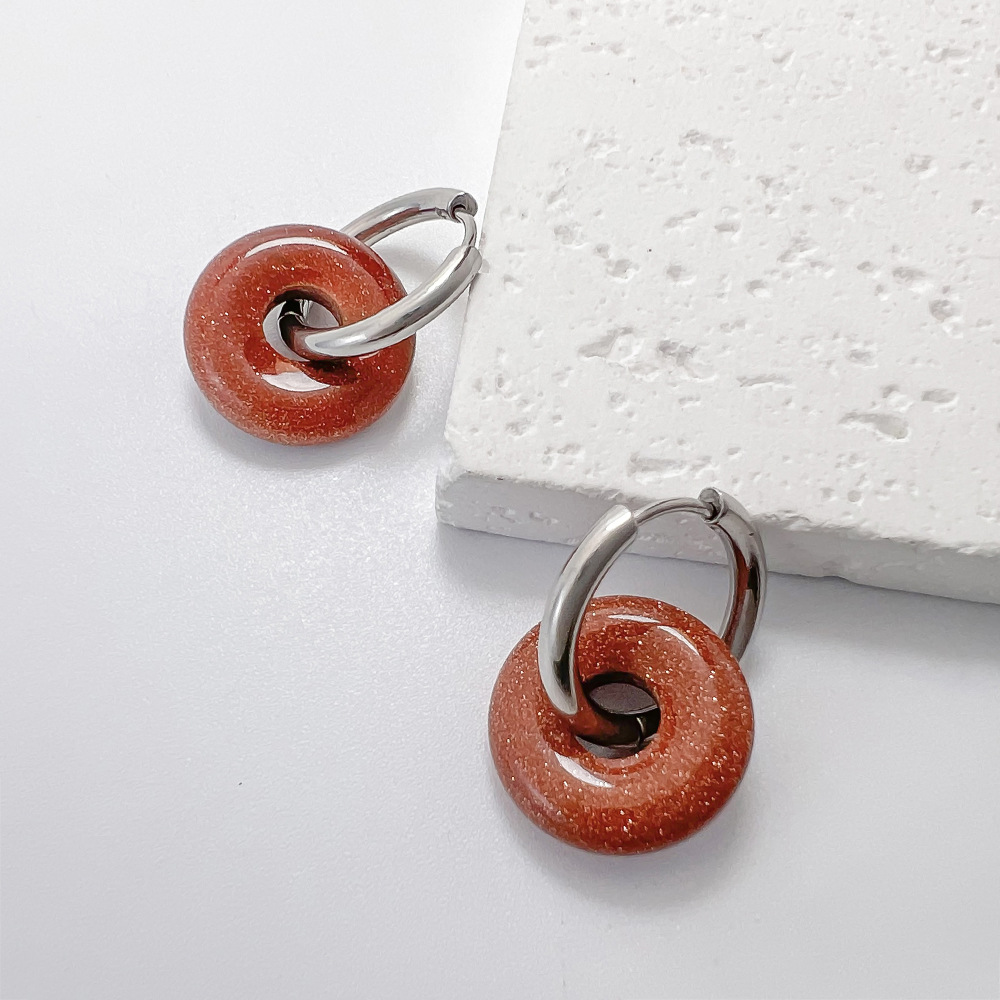 Stainless Steel and Natural Stone "Peace Knot" Hoop Earrings—Simple and Elegant Earrings