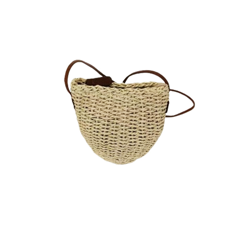 2026 new straw woven bag simple crossbody bag rattan woven handmade bag woven single shoulder bucket bag