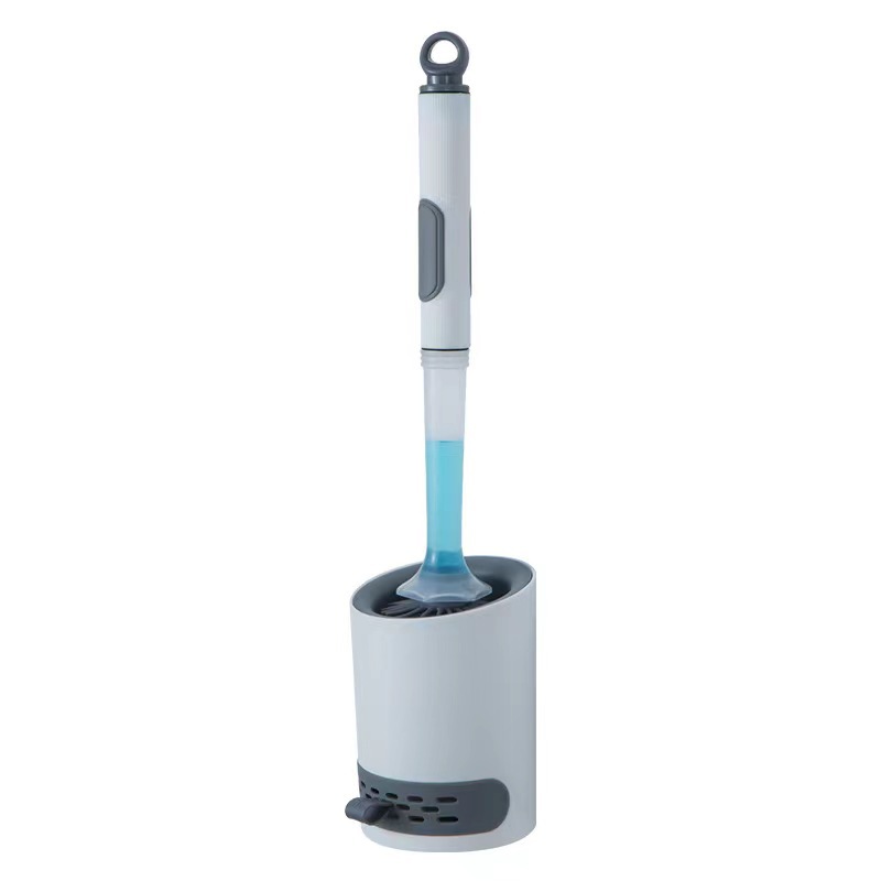 New Bristle Toilet Brush with Base, Toilet Cleaning Brush Set, Bathroom Long Handle Plastic Brush