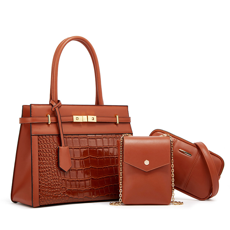 2026 new crocodile grain mother-child bag three-piece set