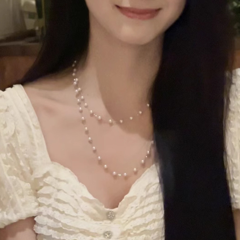 Starry sky pearl necklace women long sweater chain niche