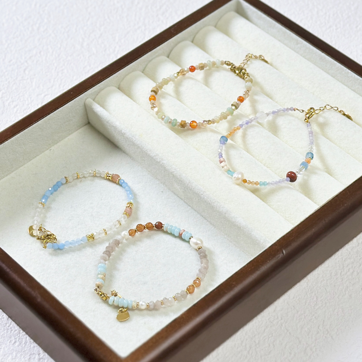 Titanium Steel Natural Stone Shoushan Stone Aquamarine Beaded Bracelet Freshwater Pearl Small Exquisite Bracelet