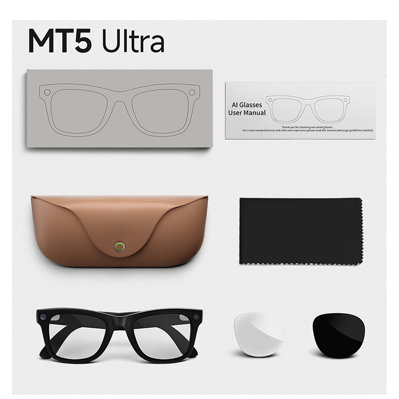 MT5 Ultra Smart Glasses Simultaneous AI Translation Smart Recognition 8MP Stabilized Shooting IP65 Waterproof