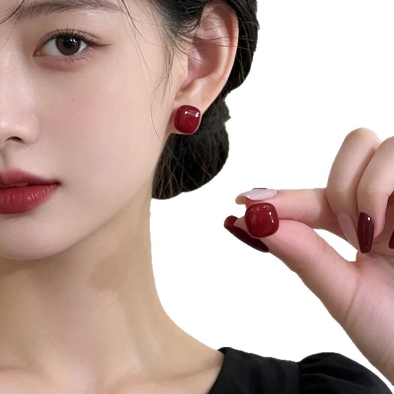 S925 Sterling Silver Needle Small Square Sugar Pearl Earrings for Women 2026 New Ear Accessories Square Earrings
