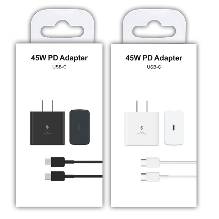 45W fast charger for Samsung S20/S21/S22 phone PD charger Type-c data cable