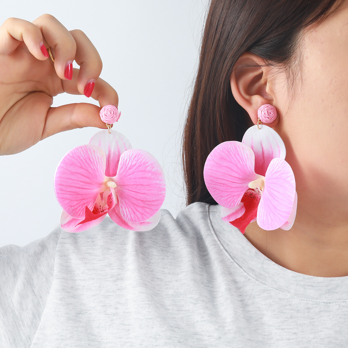 Exaggerated big brand ocean beach style butterfly flower multi-layer petal earrings for women