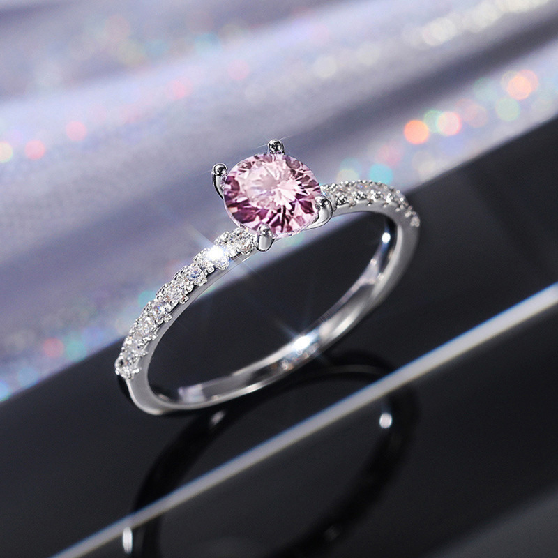 Cao Shi eBay Simple Zircon Engagement Wedding Ring Copper Plated White Gold Imitation Diamond Ring