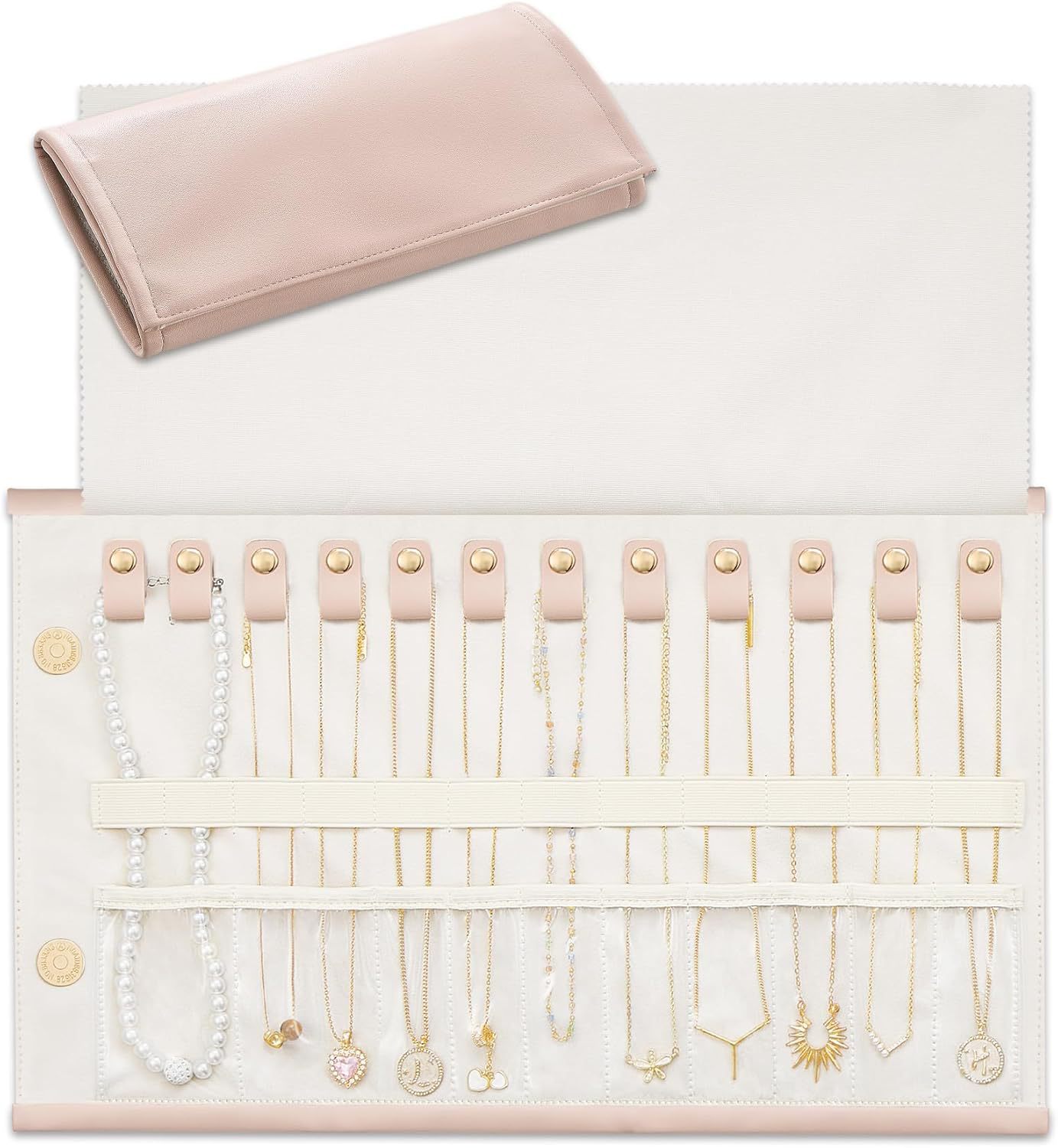 Roll-up Jewelry Storage Bag Anti-oxidation Necklace Storage Roll Cloth Folding Earring Ring Storage Bag Portable