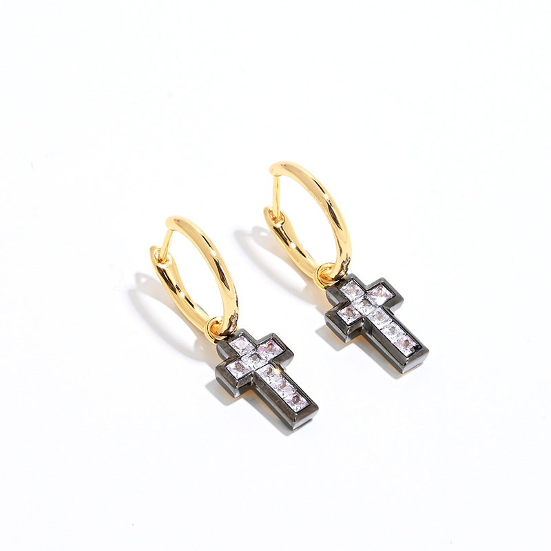 Sweet Cool Style S925 Silver Gold-Plated Three-Dimensional Geometric Round Pendant Earrings for Women