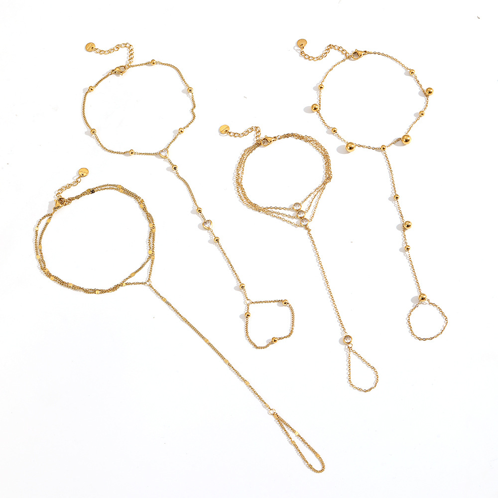 Stainless steel chain bracelet women's connected finger chain hand jewelry