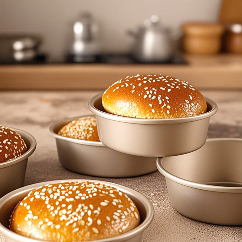 4 inch gold non-stick hamburger mold mini hot dog bread cheese cheesecake small cake mold tool round